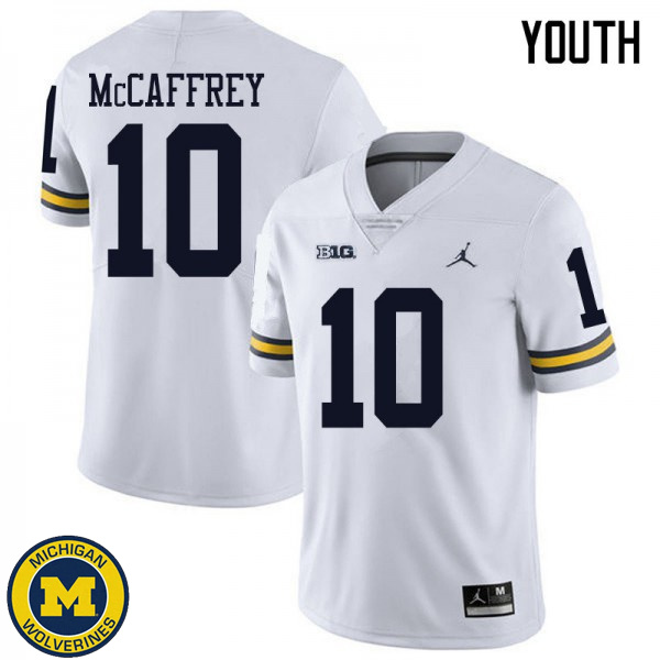 Youth Michigan Wolverines #10 Dylan McCaffrey White Jordan Brand Football Jersey